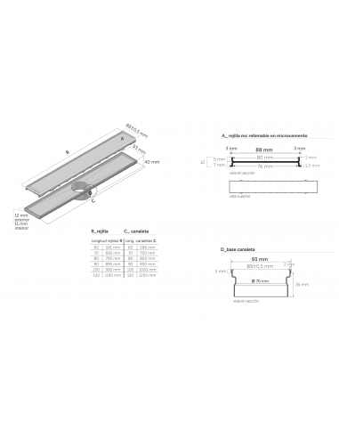 Rejilla DRY50 lineal mc