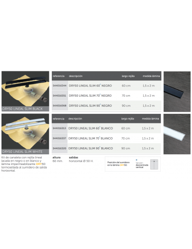 Rejilla DRY50 lineal slim black & white