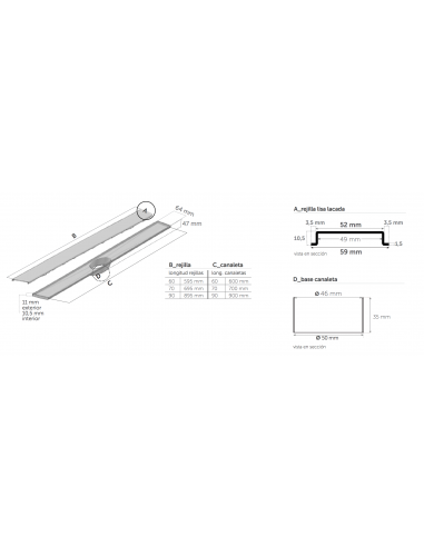 Rejilla DRY50 lineal slim black & white