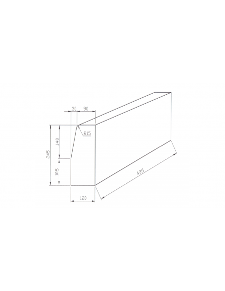 Bordillo hormigón 9/12x25x50