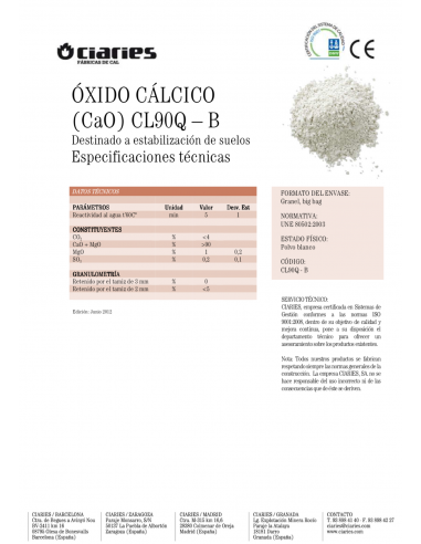 Cal Viva o Óxido de Cal