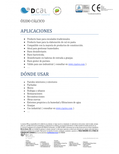 Cal Viva o Óxido de Cal