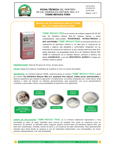 Mortero Tigre Revoco Fino 22Kg
